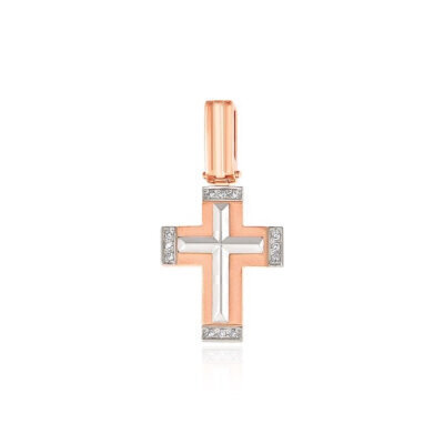 картинка Крест из красного золота с бриллиантами (25100) 